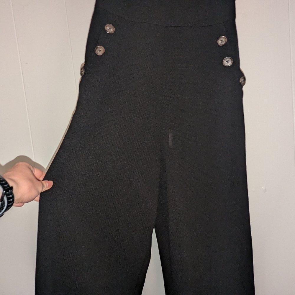 Romeo And Juliet Couture Black Jumpsuit With Botton Accents - Picture 2 of 4